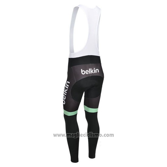 2013 Abbigliamento Ciclismo Belkin Nero e Verde Manica Lunga e Salopette